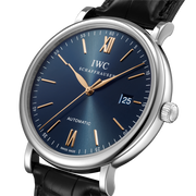  Shop Authentic IWC Portofino Automatic Blue Dial Black Leather Strap Watch for Men - IW356523 - Luxxuri