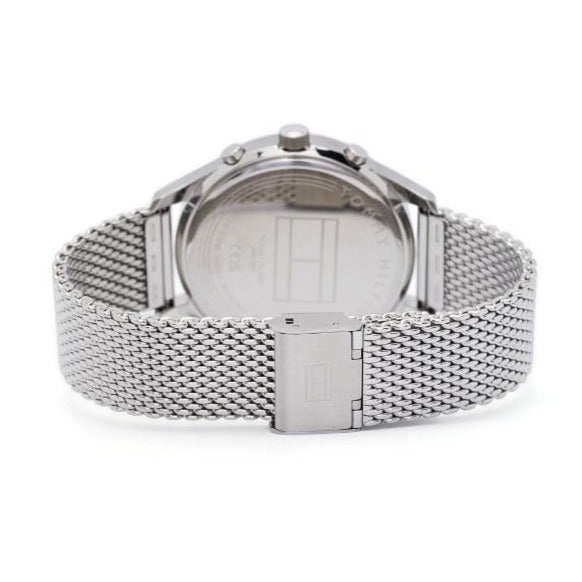  Shop Authentic Tommy Hilfiger Weston Chronograph Blue Dial Silver Mesh Bracelet Watch For Men - 1710504 - Luxxuri