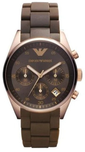  Shop Authentic Emporio Armani Sportivo Chronograph Brown Dial Brown Silicone Strap Watch For Men - AR5891 - Luxxuri