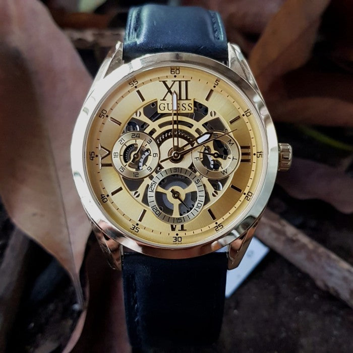  Shop Authentic Guess Tailor Gold Dial Black Leather Strap Watch for Men - GW0389G2 - Luxxuri