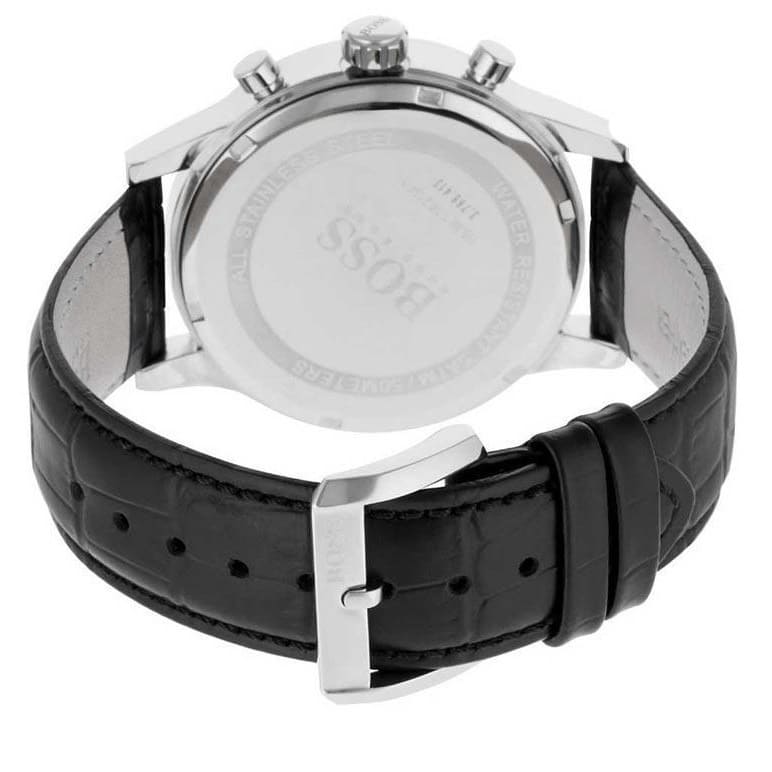  Shop Authentic Hugo Boss Casual Chronograph Silver Dial Black Leather Strap Watch For Men - HB1512880 - Luxxuri