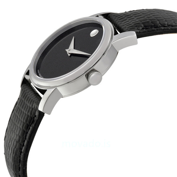  Shop Authentic Movado Museum Black Dial Black Leather Strap Watch For Men - 2100002 - Luxxuri