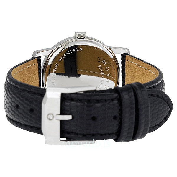  Shop Authentic Movado Museum Silver Dial Black Leather Strap Watch For Women - 2100003 - Luxxuri