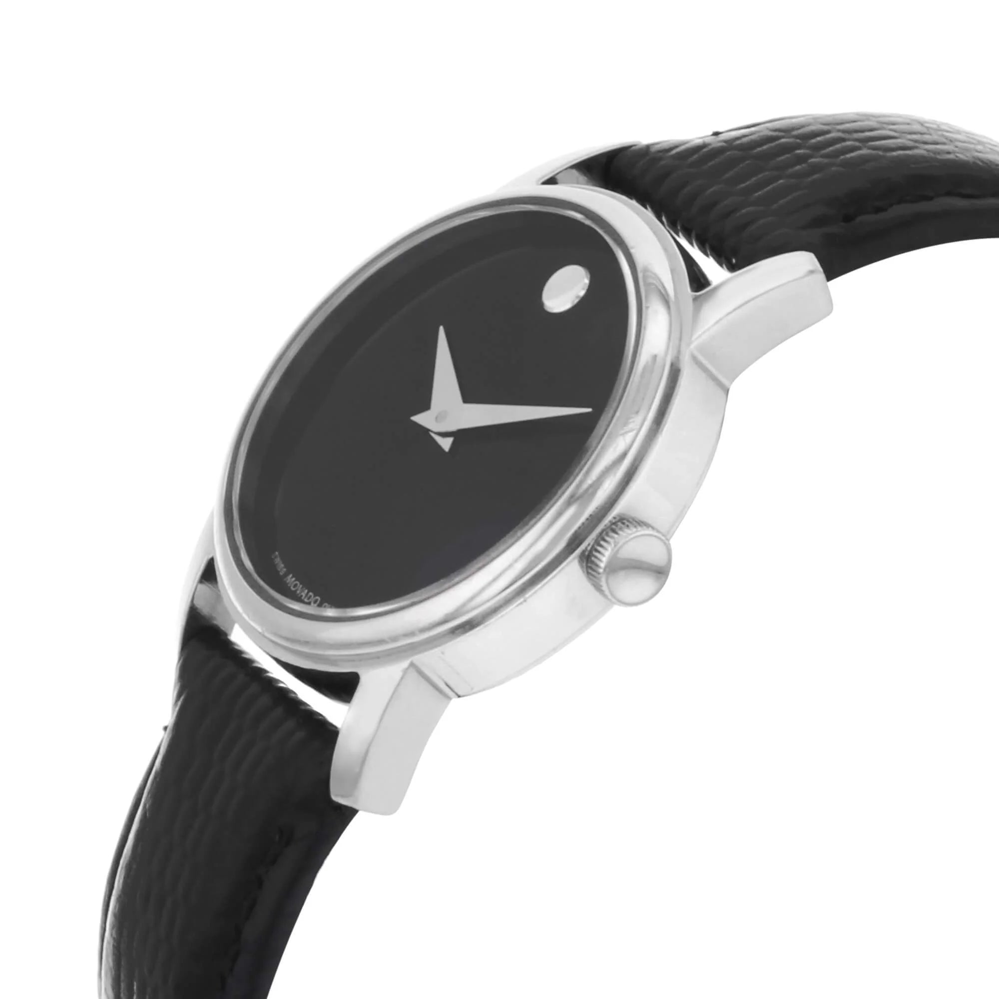  Shop Authentic Movado Museum Black Dial Black Leather Strap Watch For Women - 2100004 - Luxxuri