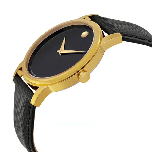  Shop Authentic Movado Museum Black Dial Black Leather Strap Watch For Men - 2100005 - Luxxuri
