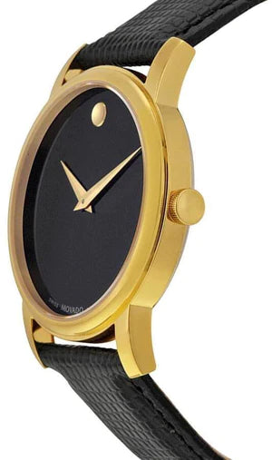  Shop Authentic Movado Museum Black Dial Black Leather Strap Watch For Men - 2100005 - Luxxuri