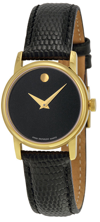  Shop Authentic Movado Museum Black Dial Black Leather Strap Watch For Women - 2100006 - Luxxuri