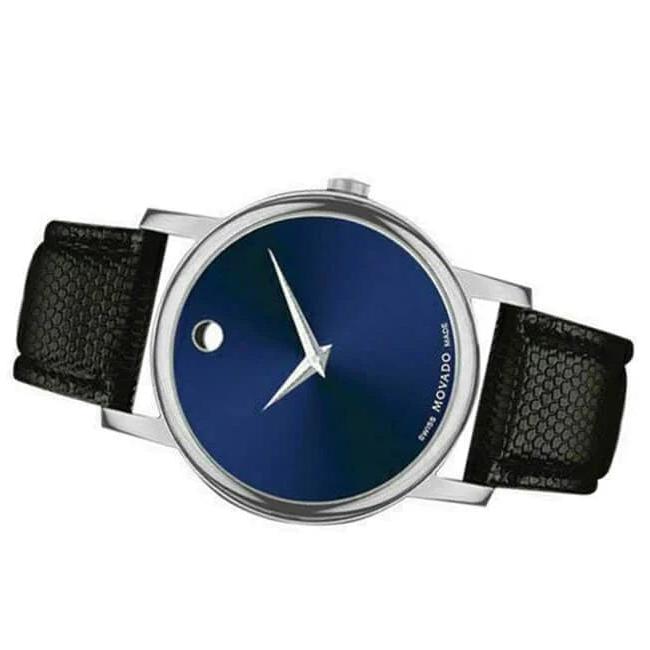  Shop Authentic Movado Museum Blue Dial Black Leather Strap Watch For  Men - 2100009 - Luxxuri
