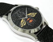  Shop Authentic Gucci G Timeless Bee Black Dial Black Leather Strap Watch For Women - YA1264067 - Luxxuri