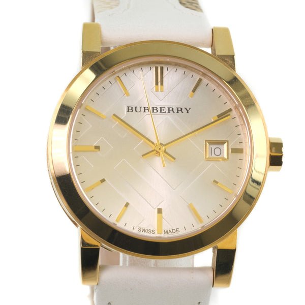  Shop Authentic Burberry The City White Dial White Leather Strap Watch for Women - BU9110 - Luxxuri
