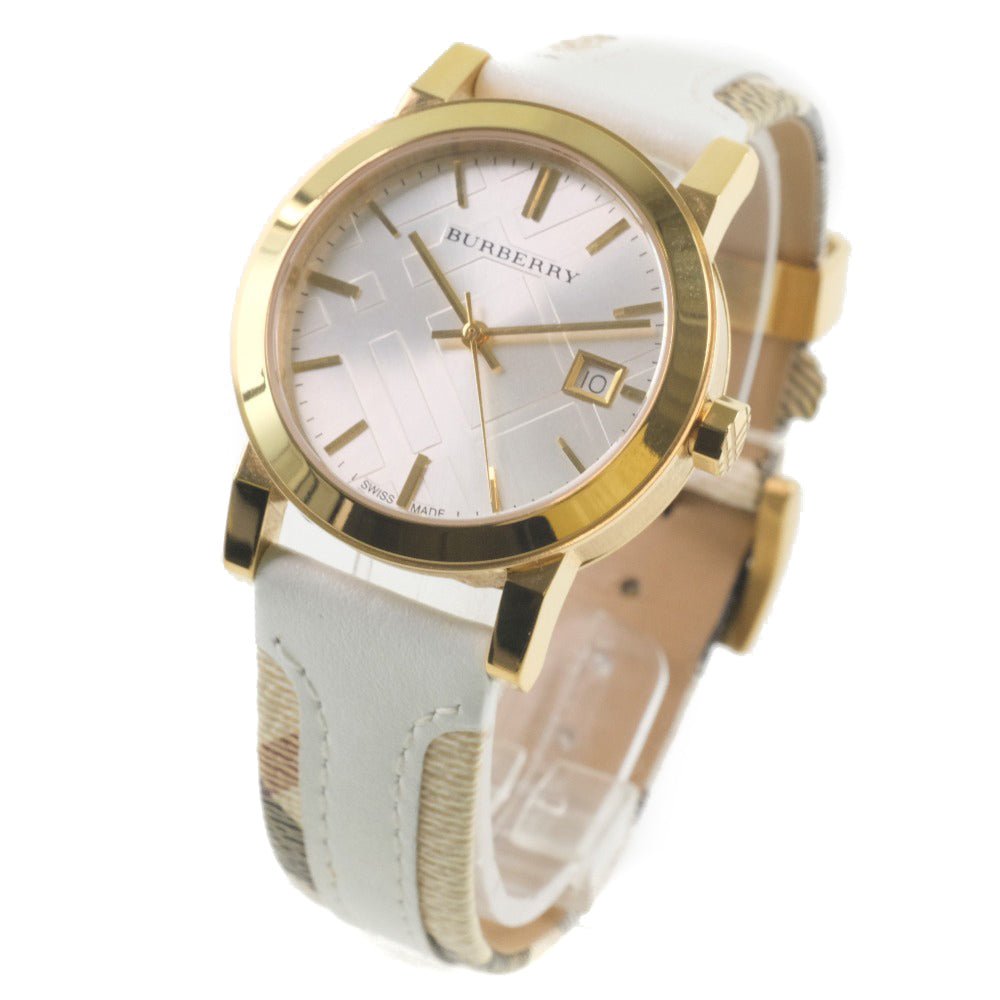  Shop Authentic Burberry The City White Dial White Leather Strap Watch for Women - BU9110 - Luxxuri