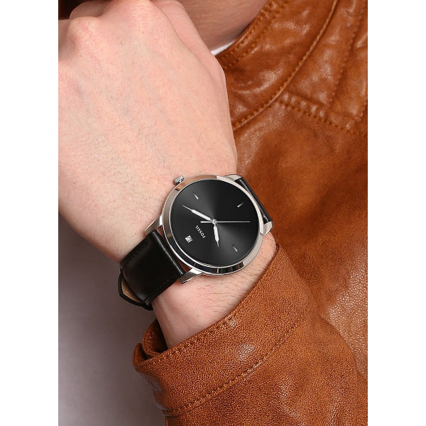  Shop Authentic Fossil The Minimalist Carbon Series Black Dial Black Leather Strap Watch for Men - FS5497 - Luxxuri