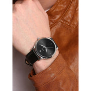  Shop Authentic Fossil The Minimalist Carbon Series Black Dial Black Leather Strap Watch for Men - FS5497 - Luxxuri