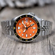  Shop Authentic Seiko 5 Sports GMT Automatic Orange Dial Silver Steel Strap Watch For Men - SSK005K1 - Luxxuri