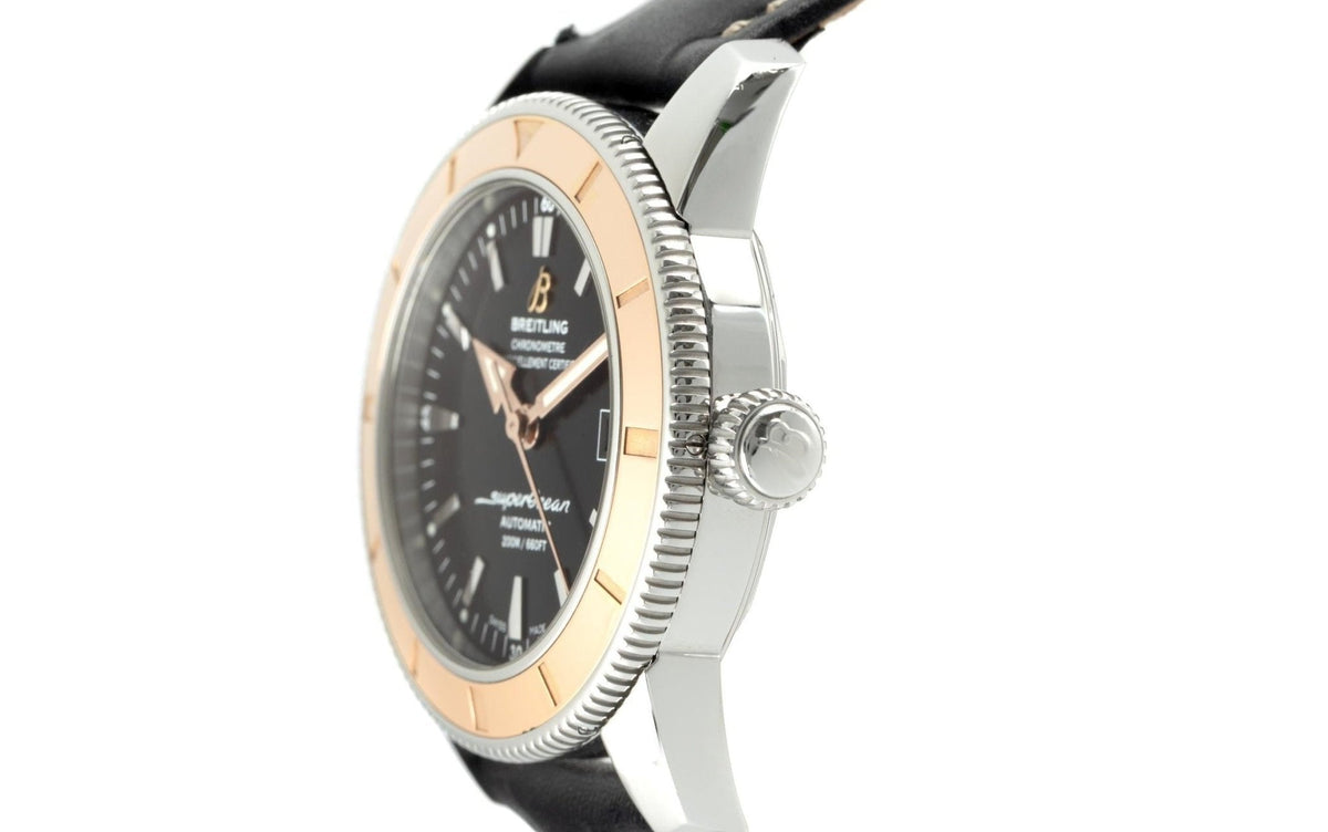  Shop Authentic Breitling Superocean Heritage 42mm Black Dial Black Leather Men's Watch - U1732112-B - Luxxuri