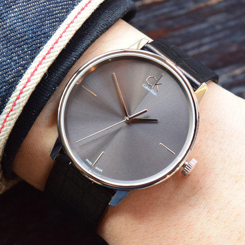  Shop Authentic Calvin Klein Accent Black Dial Black Leather Strap Watch for Men - K2Y2X1C3 - Luxxuri