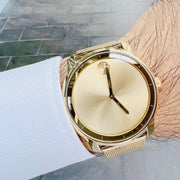  Shop Authentic Movado Bold Gold Dial Gold Mesh Bracelet Watch For Men - 3600373 - Luxxuri