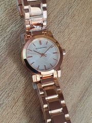  Shop Authentic Burberry The City White Dial Rose Gold Steel Strap Watch for Women - BU9204 - Luxxuri