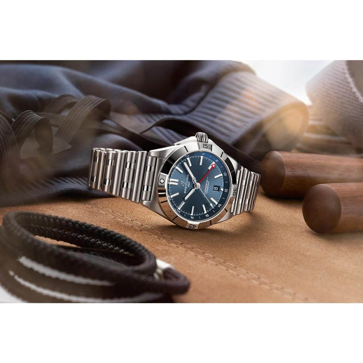  Shop Authentic Breitling Chronomat GMT 40 Blue Dial Silver Steel Strap Watch for Men - A32398101C1A1 - Luxxuri
