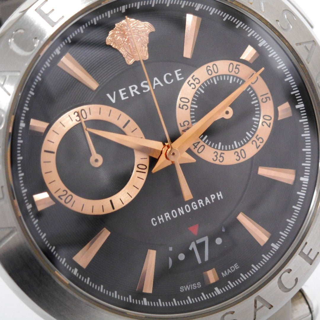  Shop Authentic Versace Aion Chronograph Black Dial Silver Steel Strap Watch For Men - VE1D01019 - Luxxuri