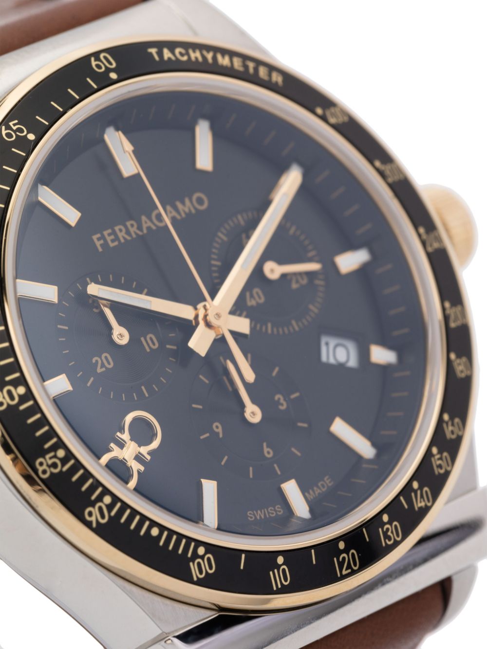  Shop Authentic Salvatore Ferragamo 1927 Chrono Analog Black Dial Brown Leather Strap Watch for Men - SFKZ00323 - Luxxuri
