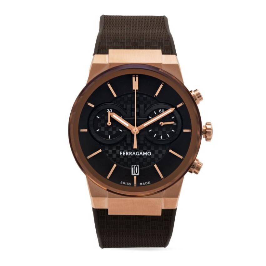 Shop Authentic Salvatore Ferragamo Sapphire Chrono Brown Dial Brown Rubber Strap Watch for Men - SFME01023 - Luxxuri