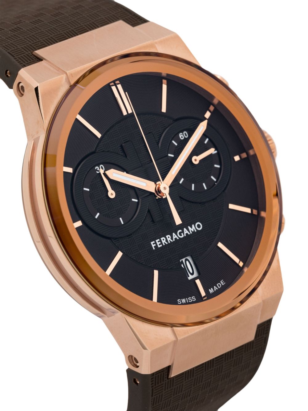  Shop Authentic Salvatore Ferragamo Sapphire Chrono Brown Dial Brown Rubber Strap Watch for Men - SFME01023 - Luxxuri