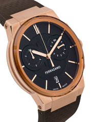  Shop Authentic Salvatore Ferragamo Sapphire Chrono Brown Dial Brown Rubber Strap Watch for Men - SFME01023 - Luxxuri