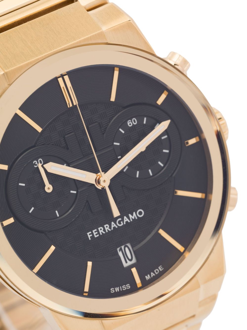  Shop Authentic Salvatore Ferragamo Sapphire Chrono Black Dial Gold Steel Strap Watch for Men - SFME01323 - Luxxuri