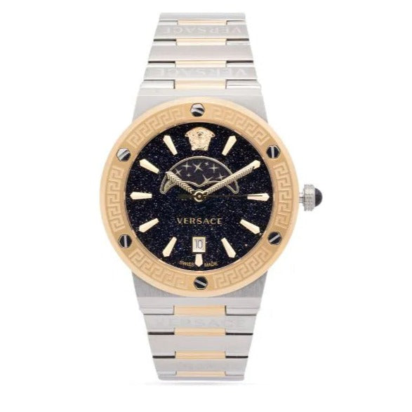  Shop Authentic Versace Greca Logo Moonphase Black Dial Two Tone Steel Strap Watch for Men - VE7G00223 - Luxxuri