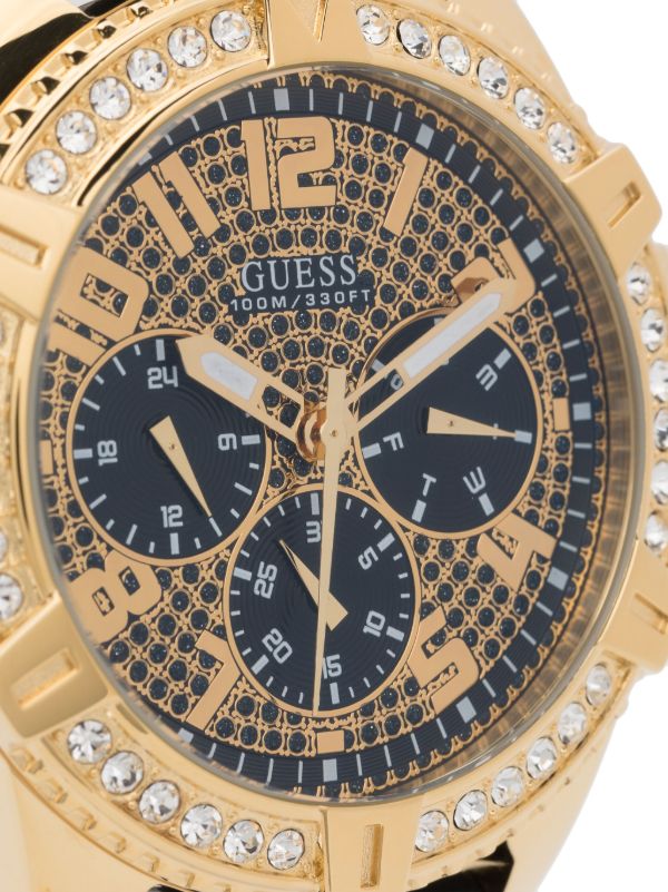  Shop Authentic Guess Frontier Crystals Black Dial Black Silicone Strap Watch For Men - W1132G1 - Luxxuri