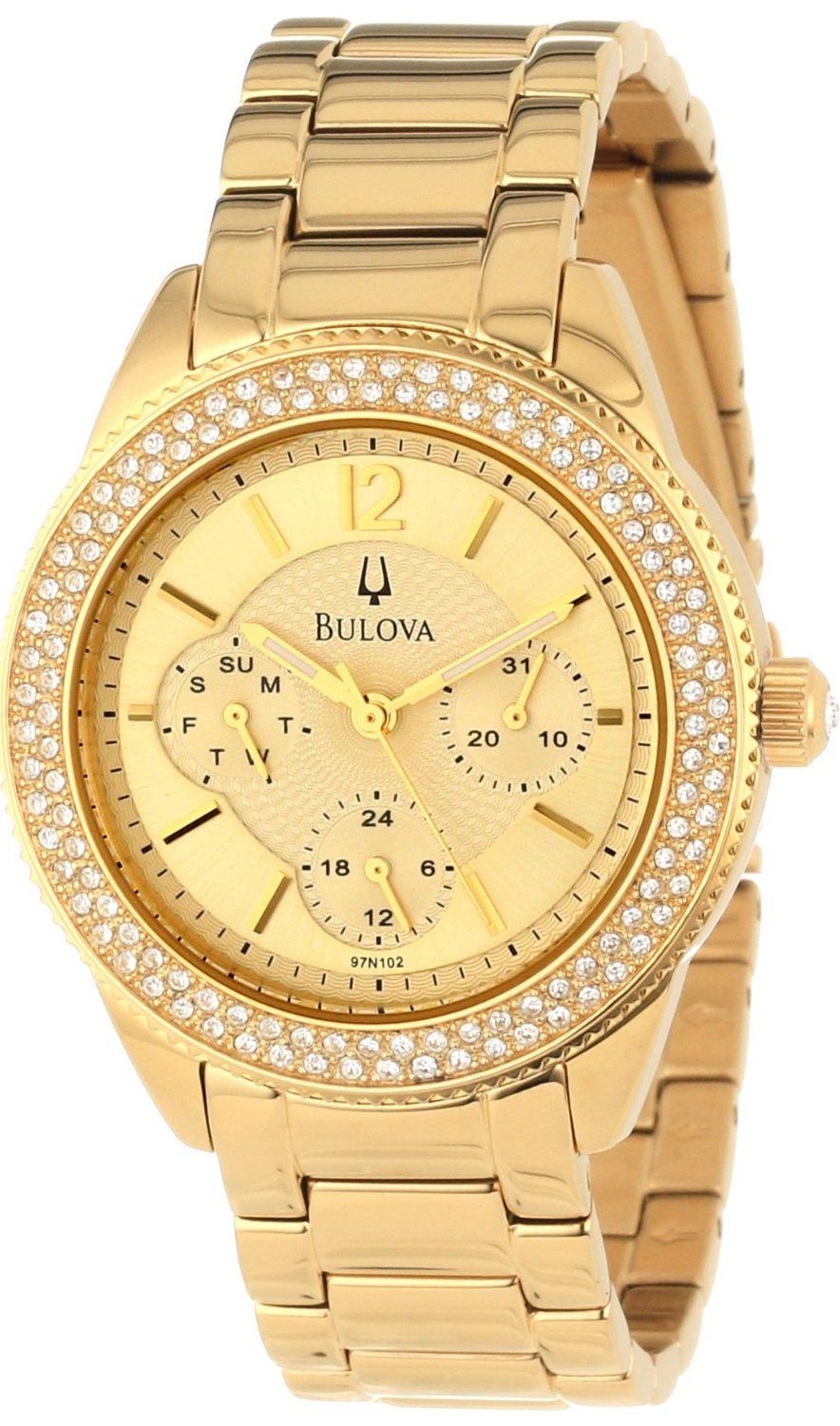  Shop Authentic Bulova Multi Function Gold Dial Gold Steel Strap Watch for Women - 97N102 - Luxxuri