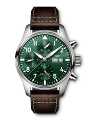  Shop Authentic IWC Pilot's Watch Chronograph Edition Racing Green 43mm Green Dial Brown Leather Strap Watch for Men - IW377726 - Luxxuri