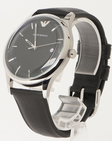  Shop Authentic Emporio Armani Lambda Classic Quartz Black Dial Black Leather Strap Watch For Men - AR11020 - Luxxuri