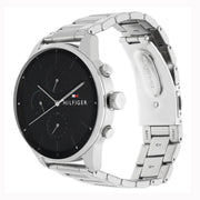 Shop Authentic Tommy Hilfiger Chase Quartz Black Dial Silver Steel Strap Watch For Men - 1791485 - Luxxuri