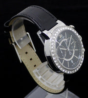  Shop Authentic Swarovski Citra Sphere Chronograph Black Dial Black Leather Strap Watch for Women - 5027131 - Luxxuri