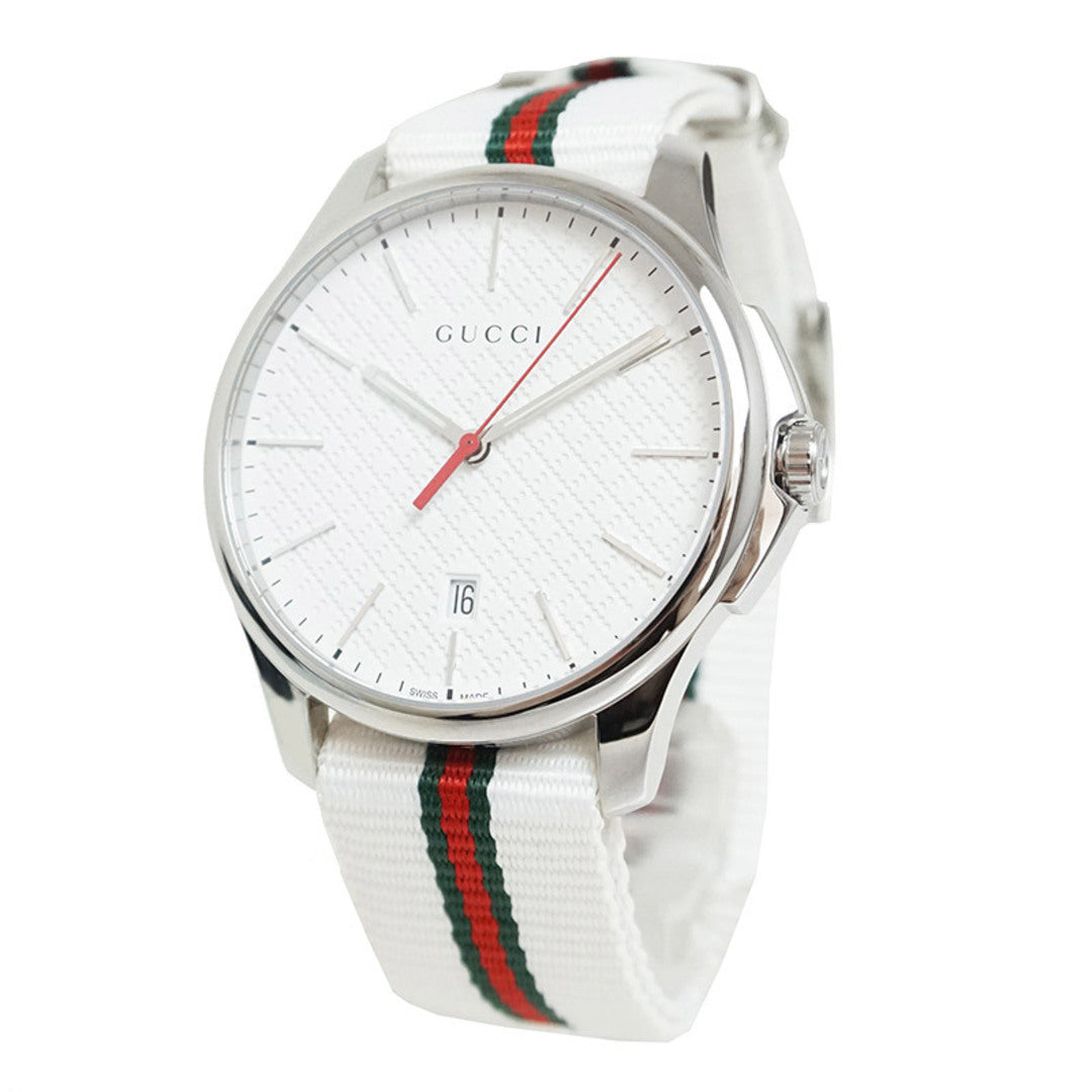  Shop Authentic Gucci G Timeless Quartz White DIal White NATO Strap Watch For Men - YA126322 - Luxxuri