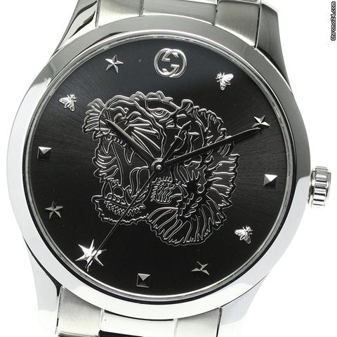  Shop Authentic Gucci G Timeless Diamonds Black Dial Silver Steel Strap Watch For Women - YA1264125 - Luxxuri