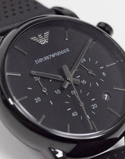  Shop Authentic Emporio Armani Luigi Chronograph Black Dial Black Leather Strap Watch For Men - AR1737 - Luxxuri