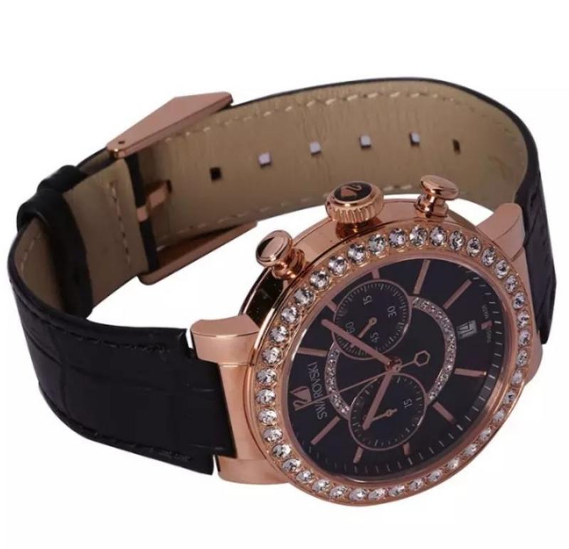  Shop Authentic Swarovski Citra Sphere Chronograph Black Dial Black Leather Strap Watch for Women - 5055209 - Luxxuri