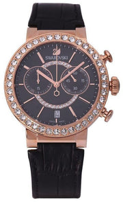  Shop Authentic Swarovski Citra Sphere Chronograph Black Dial Black Leather Strap Watch for Women - 5055209 - Luxxuri