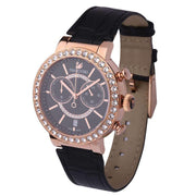  Shop Authentic Swarovski Citra Sphere Chronograph Black Dial Black Leather Strap Watch for Women - 5055209 - Luxxuri