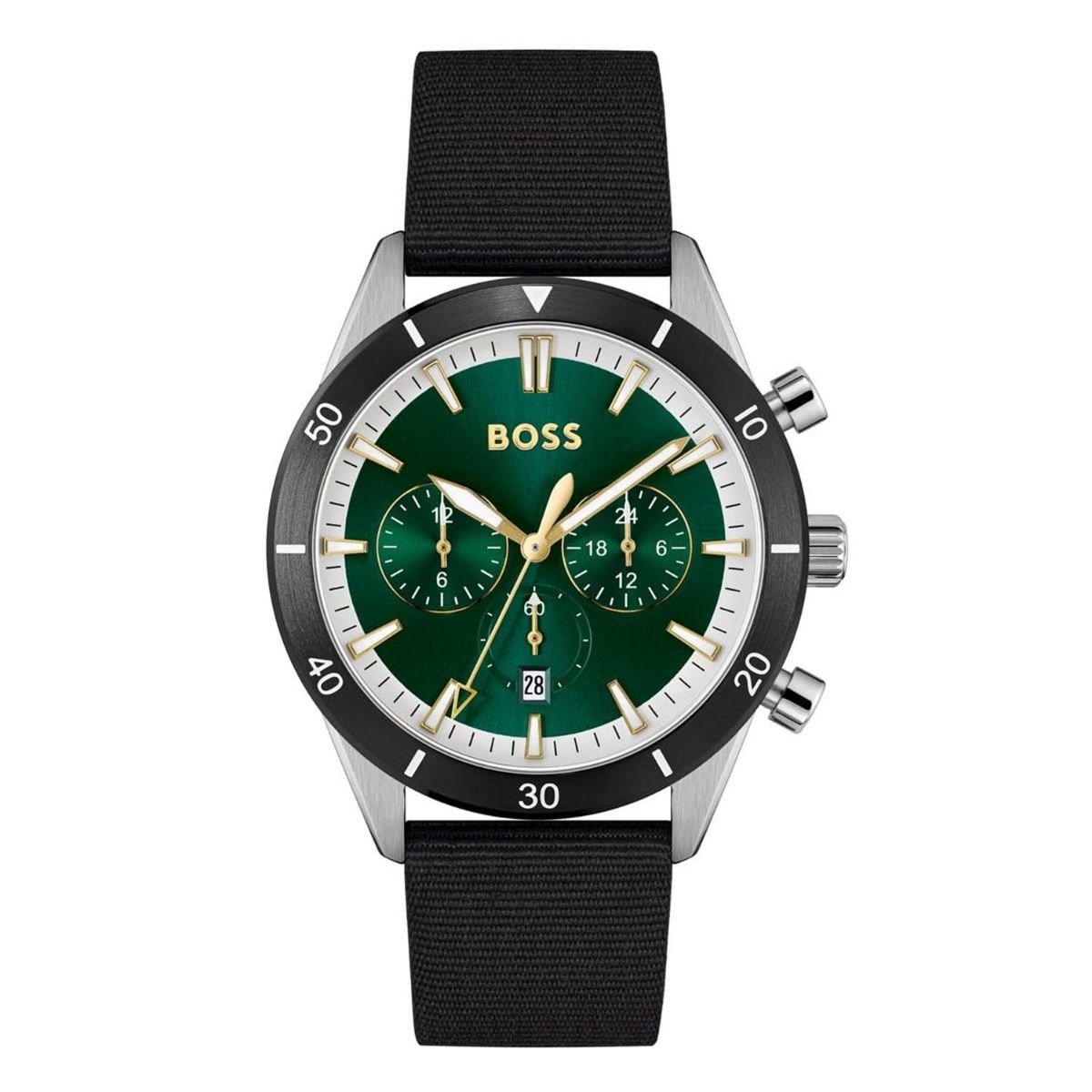  Shop Authentic Hugo Boss Santiago Green Dial Black Nylon Strap Watch for Men - 1513936 - Luxxuri