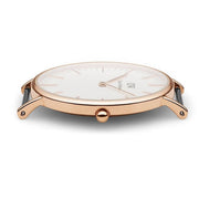  Shop Authentic Daniel Wellington Classic Sheffield White Dial Black Leather Strap Watch for Women - DW00100036 - Luxxuri