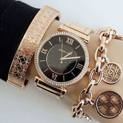  Shop Authentic Michael Kors Catlin Black Diamonds Dial Rose Gold Steel Strap Watch for Women - MK3356 - Luxxuri