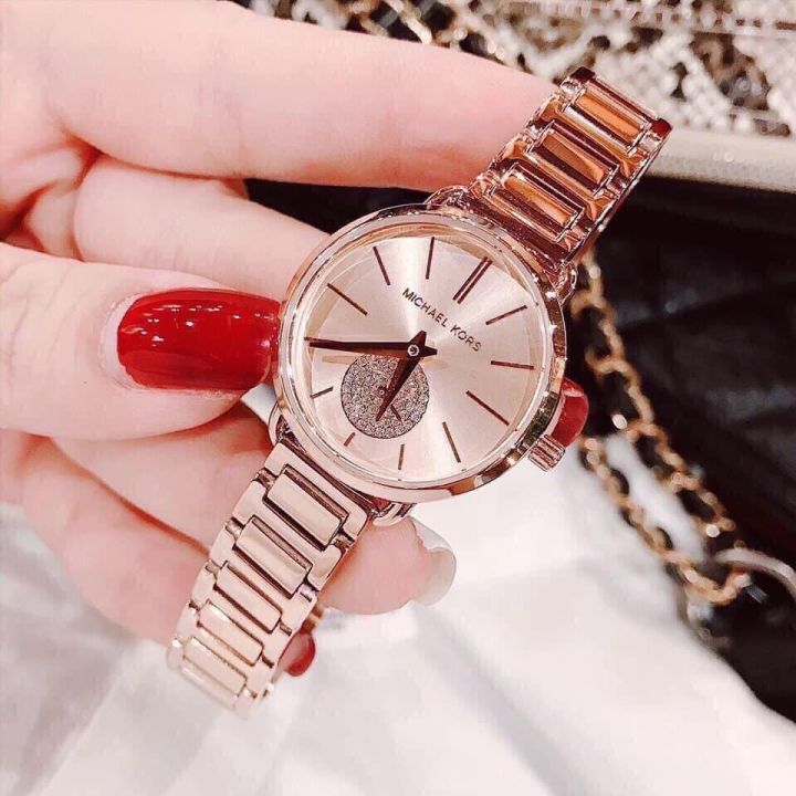  Shop Authentic Michael Kors Portia Analog Quartz Rose Gold Dial Rose Gold Steel Strap Watch For Women - MK3839 - Luxxuri