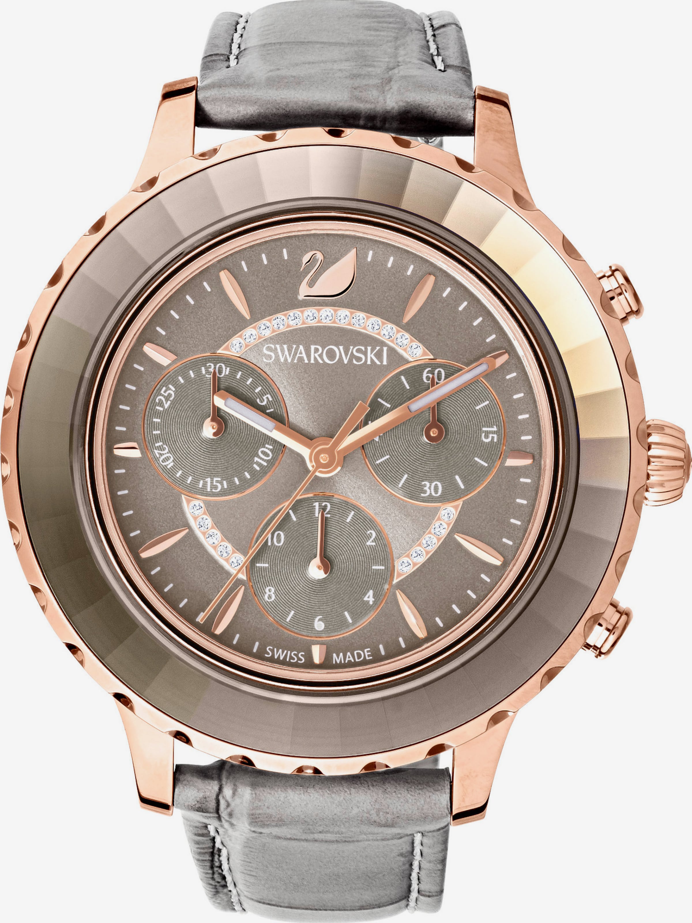  Shop Authentic Swarovski Octea Lux Chrono Grey Dial Grey Leather Strap Watch for Women - 5452495 - Luxxuri