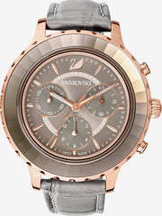  Shop Authentic Swarovski Octea Lux Chrono Grey Dial Grey Leather Strap Watch for Women - 5452495 - Luxxuri