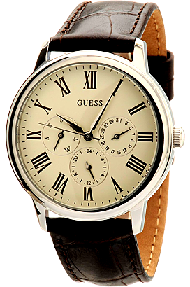  Shop Authentic Guess Wafer Quartz White Dial Brown Leather Strap Watch For Men - W70016G2 - Luxxuri