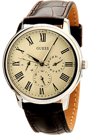  Shop Authentic Guess Wafer Quartz White Dial Brown Leather Strap Watch For Men - W70016G2 - Luxxuri